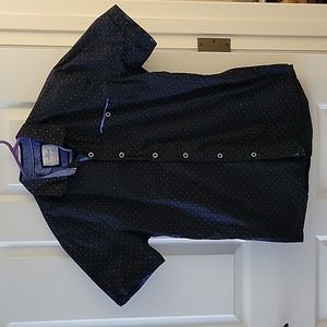 Navy Multi-Colored Heart Button-Up